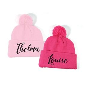 Thelma and Louise Embroidery Pom Pom Beanie